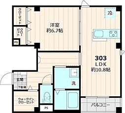 仮称）ケイ　ハウス 303 3階1LDKの間取り