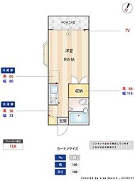 エスハイツI 1階ワンルームの間取り