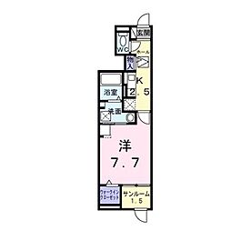 タウンハウス 1階1Kの間取り