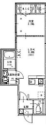 KMFさいたま市北区日進町アパート1期1 1LDKの間取図画像