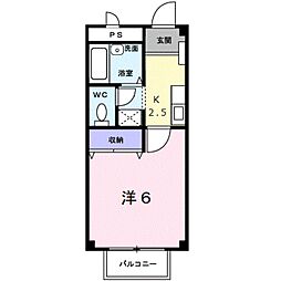 メゾンハッピーI 1階1Kの間取り