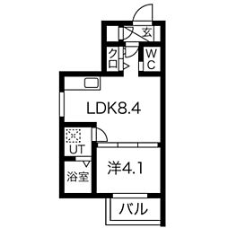 JR片町線(学研都市線) 鴻池新田駅 徒歩8分の賃貸アパート 3階1LDKの間取り