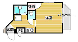 FK上原 2階1Kの間取り