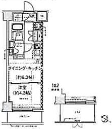 スパシエ幡ヶ谷 3階1DKの間取り