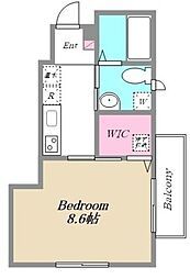 油面パークヴィレッジC棟 1階1Kの間取り
