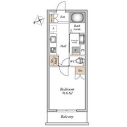 ザ・フォレスト立川 3階1Kの間取り