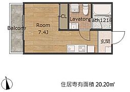 KleinFlet ワンルームの間取図画像