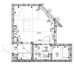 ルミエールII 1階1Kの間取り