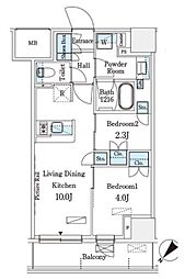 パークアクシス横浜伊勢佐木町通り 2LDKの間取図画像