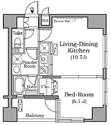 レジディア広尾南 9階1LDKの間取り