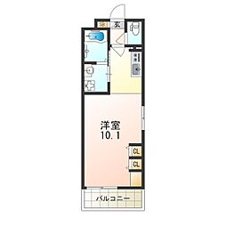 阪急神戸本線 塚口駅 徒歩6分の賃貸マンション 3階1Kの間取り