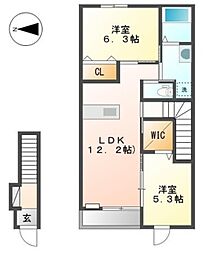 コーラルヴィラ松島C 2LDKの間取図画像
