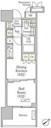 パークヴィラ恵比寿 1DKの間取図画像