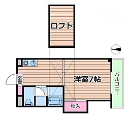 ジュネス西中島 1DKの間取図画像