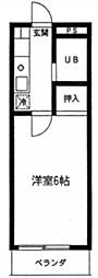 メゾンモンフレール 3階1Kの間取り