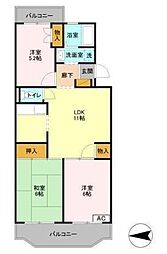 ジャスティス2番館 3LDKの間取図画像