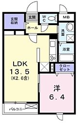 サンクレア 1LDKの間取図画像