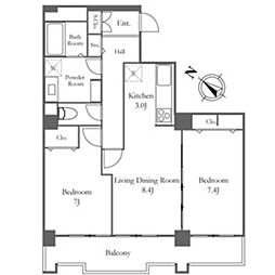 リバーシティ21イーストタワーズ6棟 5階2LDKの間取り