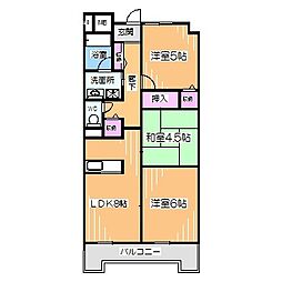 ギャラクシーウィル中百舌鳥 9階3DKの間取り