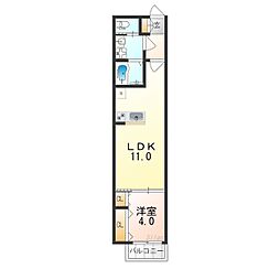 大阪市住吉区清水丘2丁目アパート 1LDKの間取図画像
