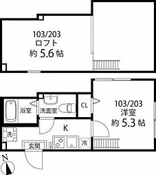 メゾンド・オハナ 2階1Kの間取り