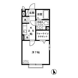 京王相模原線 多摩境駅 徒歩14分の賃貸アパート 1階1Kの間取り