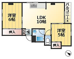 アネックス大同 2階2LDKの間取り
