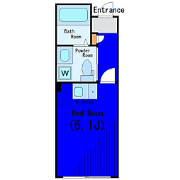 東急池上線 池上駅 徒歩7分の賃貸マンション 3階ワンルームの間取り