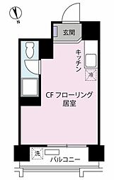 麻布永谷マンション 8階ワンルームの間取り