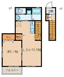 モア・フロント 1LDKの間取図画像