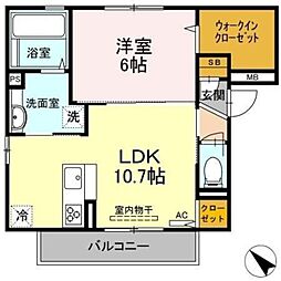 ジュメオス 1LDKの間取図画像