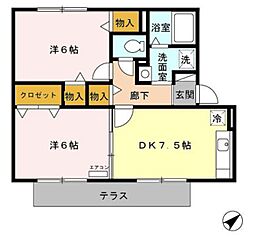 グランドソレーユ 2DKの間取図画像