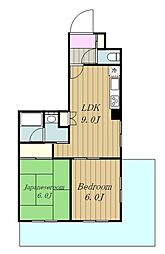 ユーコート稲田堤 2LDKの間取図画像