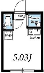 グレースビューラー 1階ワンルームの間取り