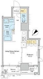 プラウドフラット日本橋馬喰町 9階1LDKの間取り