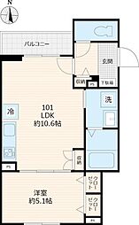 ミコ ケヤキ 1階1LDKの間取り