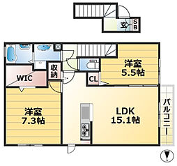 ラークヒルズ 2LDKの間取図画像
