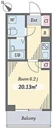 ダイヤモンドタワー西小山 1Kの間取図画像