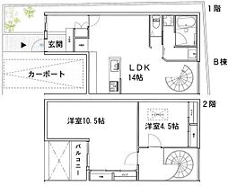 代官山メゾネット 2階2LDKの間取り