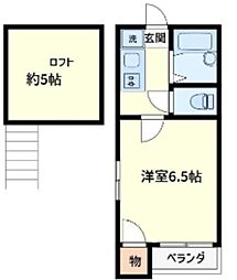 ファーストコーポラス9 2階1Kの間取り