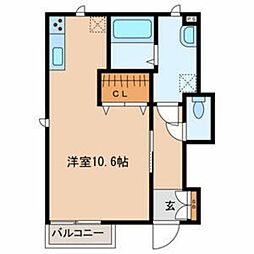 ピナクル 1階ワンルームの間取り