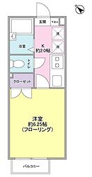 エスポワール相模大野 1階1Kの間取り