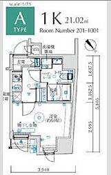 MAXIV国立矢川 1Kの間取図画像
