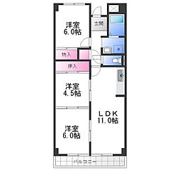 ブランミュール陶器 3LDKの間取図画像