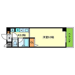 ギャレグラン太子橋 1Kの間取図画像