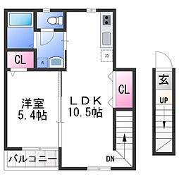 JR和歌山線 岩出駅 徒歩32分の賃貸アパート 2階1LDKの間取り