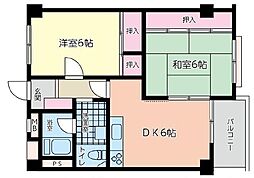 永田町マンション 2DKの間取図画像