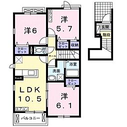アルコバレーノ D 2階3LDKの間取り