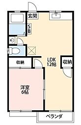 パストラルハイムユー 1LDKの間取図画像