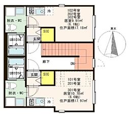ポルージュ小岩 3階ワンルームの間取り